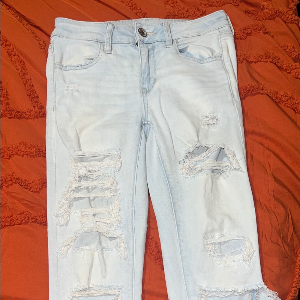 American Eagle Outfitters Light Blue Ripped Skinny Jeans